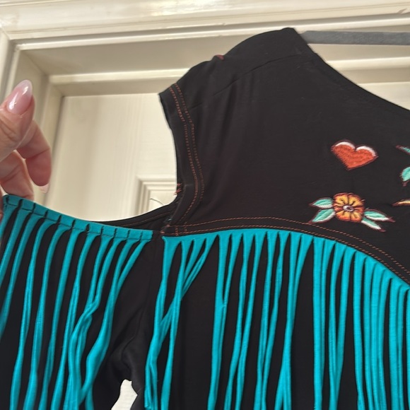 Embroidered Black Long Sleeve Top - Picture 6 of 8